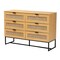 Baxton Studio Sawyer MidCentury Oak Brown Finished Wood and Black Metal  Storage Cabinet with Natural Rattan 223-12921-ZORO - alternate 9